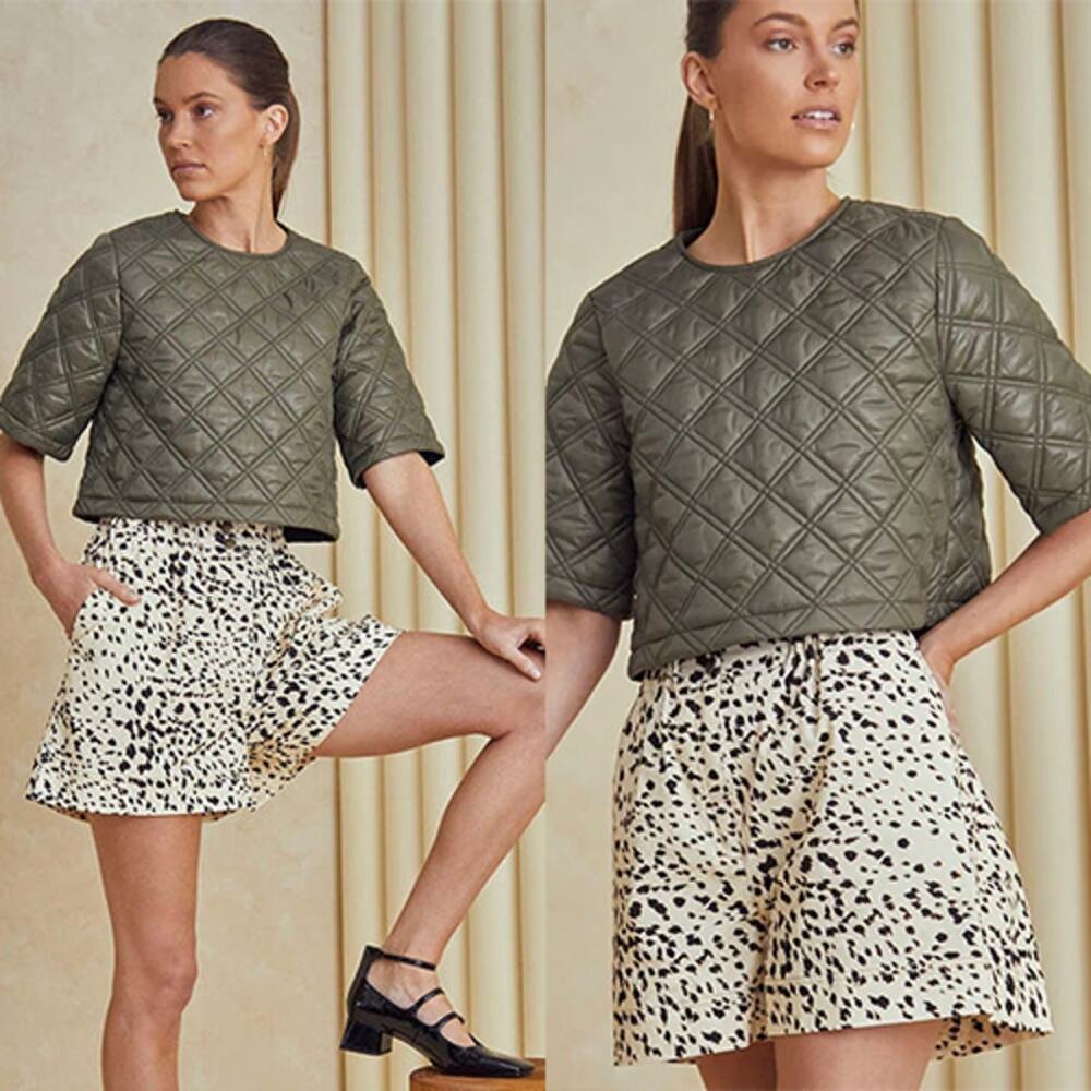 NEW Hunter Bell Aspen Shorts Animal Print Elastic Waist Cotton Size: XS